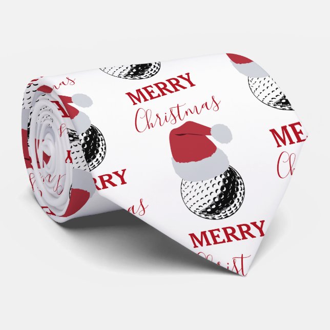 Christmas Golf Ball Sports Festive  Neck Tie (Rolled)