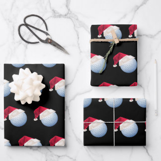 Christmas Golf Ball Sports Santa Holiday Set Wrapping Paper Sheets