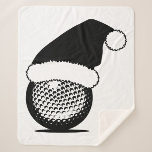 Christmas Golf Ball with Santa Hat Sherpa Blanket