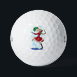 Christmas Golf Balls Gift Snowman and Girl Dance<br><div class="desc">Happy Snowman and Girl Dance Tango Christmas Party Fun Cartoon Drawing - Choose / Add Your Unique Text / Name / Color - Make Your Special Gift - Resize and move or remove and add elements / text with customization tool ! Drawing and Design by MIGNED. Please see my other...</div>