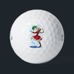 Christmas Golf Balls Gift Snowman and Girl Dance<br><div class="desc">Happy Snowman and Girl Dance Tango Christmas Party Fun Cartoon Drawing - Choose / Add Your Unique Text / Name / Color - Make Your Special Gift - Resize and move or remove and add elements / text with customization tool ! Drawing and Design by MIGNED. Please see my other...</div>