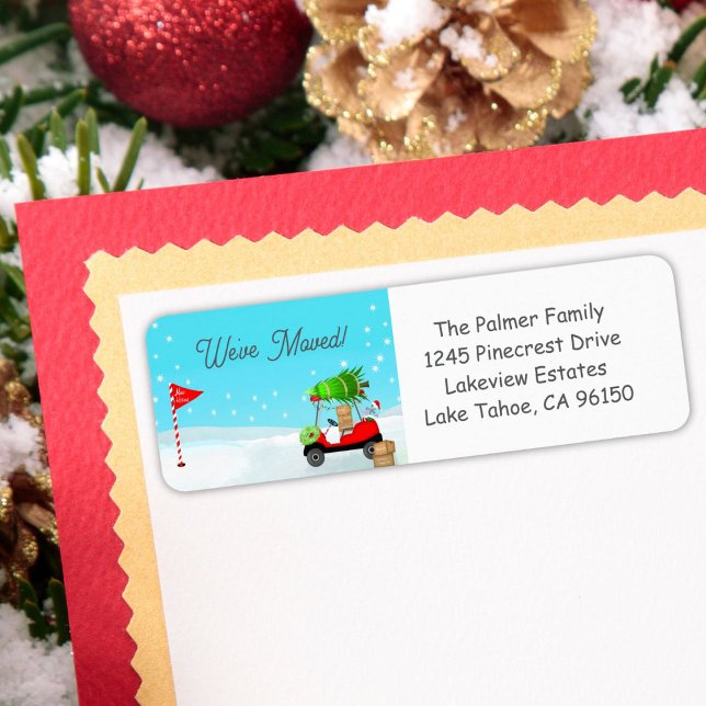 Christmas Golf Cart With Moving Boxes Golf  Label (Creator Uploaded)
