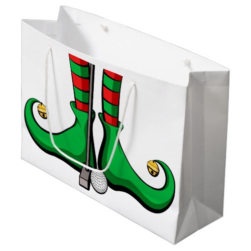 Christmas Golf Elf Feet Large Gift Bag