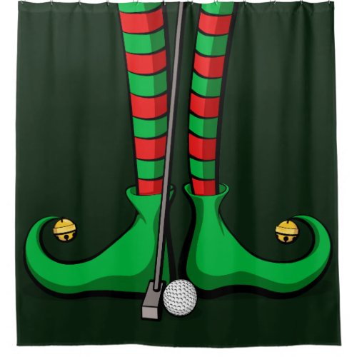 Christmas Golf Elf Feet Shower Curtain
