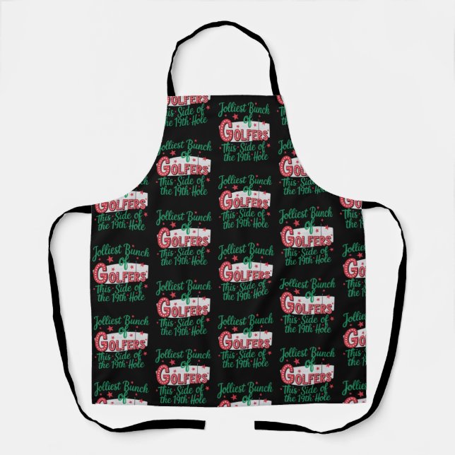Christmas Golf Funny Jolliest Bunch Of Golfers Apron (Front)