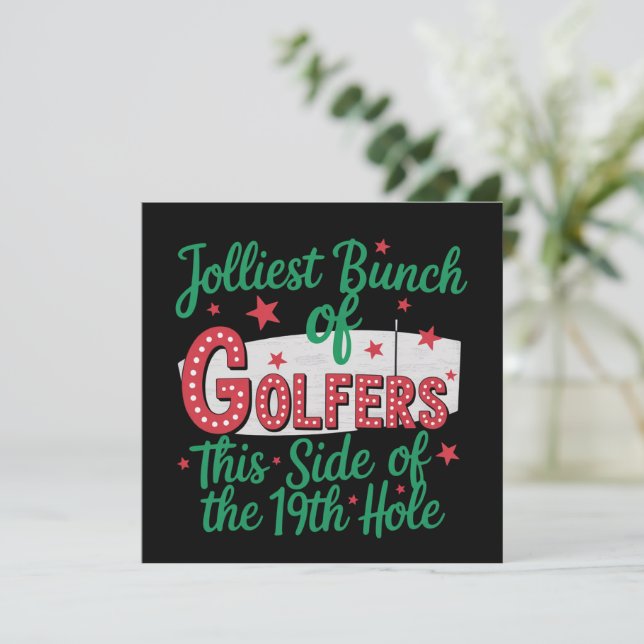 Christmas Golf Funny Jolliest Bunch Of Golfers Holiday Card (Standing Front)