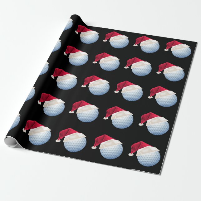 Christmas Golf Funny Santa Holiday Wrapping Paper (Unrolled)