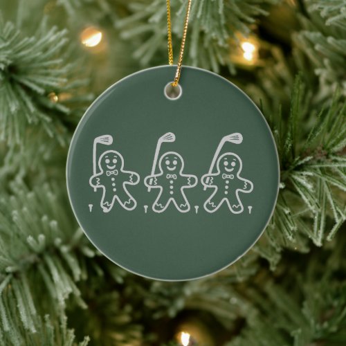 Christmas Golf Gingerbread Man Golfing  Ceramic Ornament