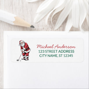 Christmas Golf Golfer santa claus Return Address Label