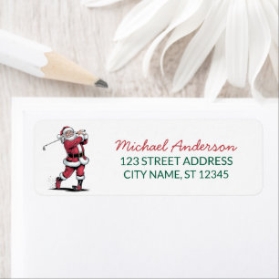Christmas Golf Golfer santa claus Return Address Label