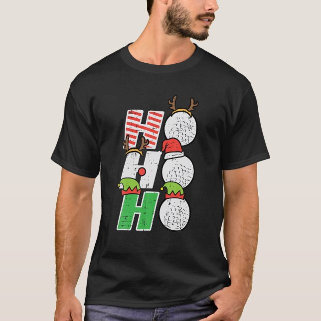 Christmas Golf Ho Ho Ho Funny Xmas Golfing Sports T-Shirt (Front)