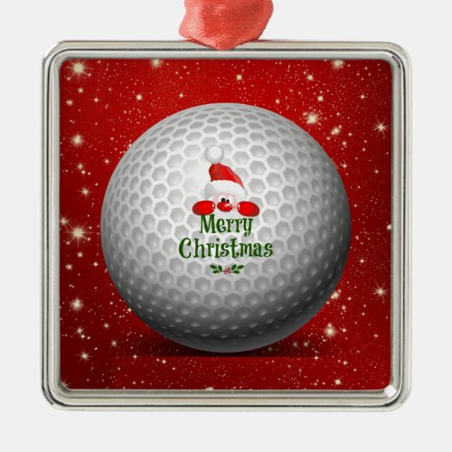 Christmas Golf Santa Design Holiday Metal Ornament