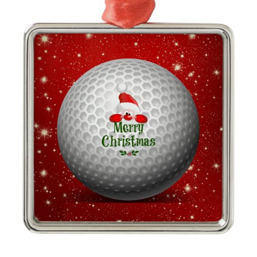 Christmas Golf Santa Design Holiday Metal Ornament