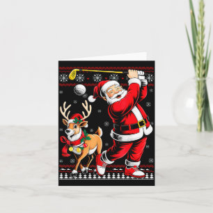Christmas Golf Santa Golfer Christmas Pajama Reind Card