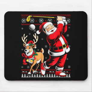 Christmas Golf Santa Golfer Christmas Pajama Reind Mouse Pad