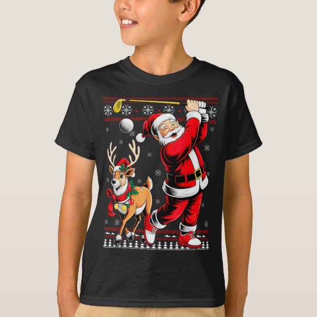 Christmas Golf Santa Golfer Christmas Pajama Reind T-Shirt (Front)
