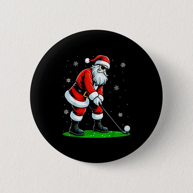 Christmas Golf Santa Golfer Xmas Funny Christmas G Button (Front)