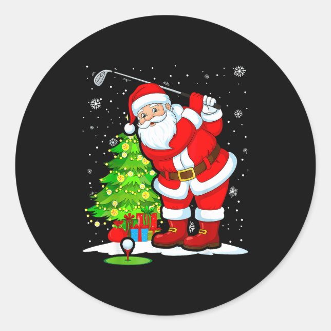 Christmas Golf Santa Golfer Xmas Funny Christmas G Classic Round Sticker (Front)