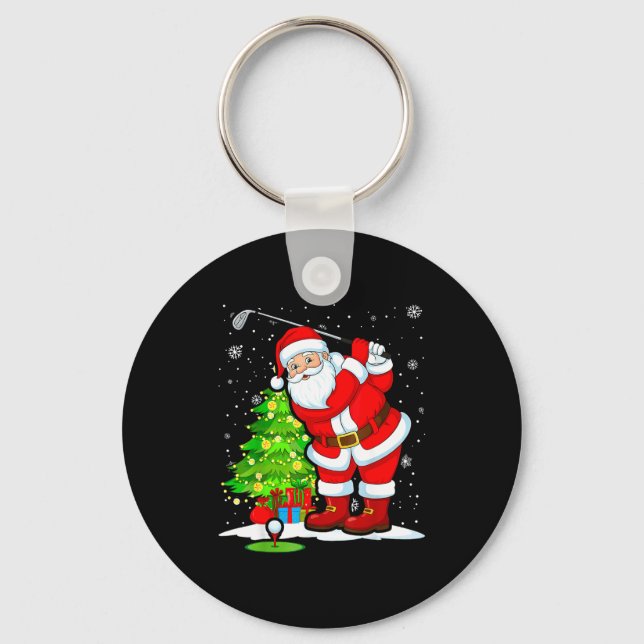 Christmas Golf Santa Golfer Xmas Funny Christmas G Keychain (Front)