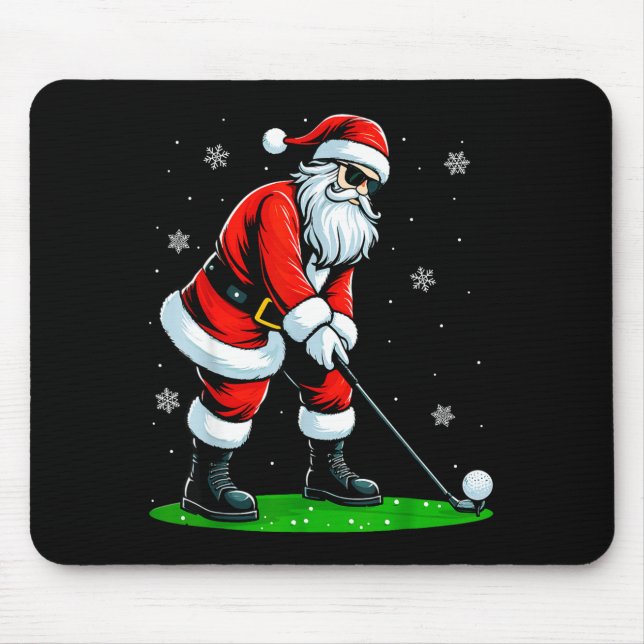 Christmas Golf Santa Golfer Xmas Funny Christmas G Mouse Pad (Front)