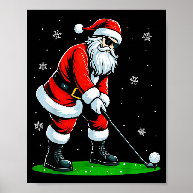 Christmas Golf Santa Golfer Xmas Funny Christmas G Poster (Front)