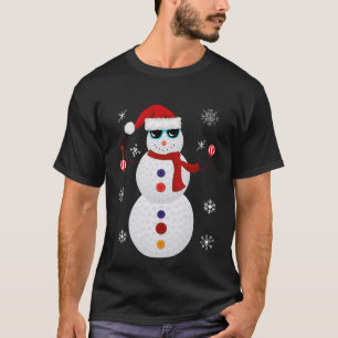 Christmas Golf Snowman Santa Hat Gift T-Shirt