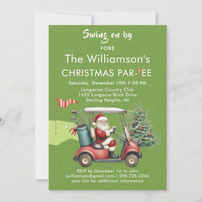 Christmas Golf Theme Holiday Party Par-Tee Invitation (Front)