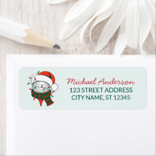 Christmas Golf With Santa Hat Return Address Label