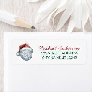 Christmas Golf With Santa Hat Return Address Label