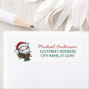 Christmas Golf With Santa Hat Return Address Label