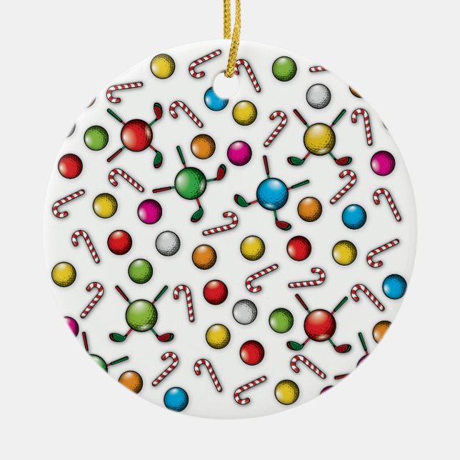 Christmas Golfer Monogram  Design Ceramic Ornament (Front)