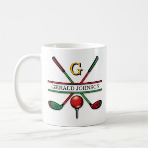 Christmas Golfer Monogram Design Coffee Mug