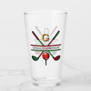 Christmas Golfer Monogram Design Glass