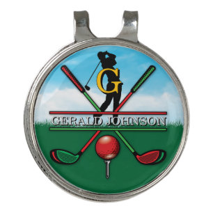 Christmas Golfer Monogram Design Golf Hat Clip