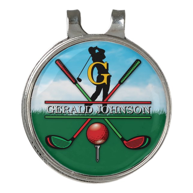 Christmas Golfer Monogram  Design Golf Hat Clip (Front)