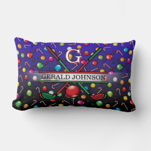 Christmas Golfer Monogram Design Lumbar Pillow