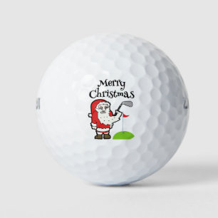 Christmas Golfer with Santa Claus hold golf iron Golf Balls