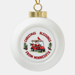 Christmas Golfing in Minnesota Holiday Ceramic Ball Christmas Ornament