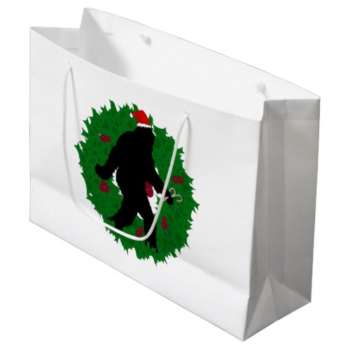 Christmas Gone Squatchin Wreath Large Gift Bag