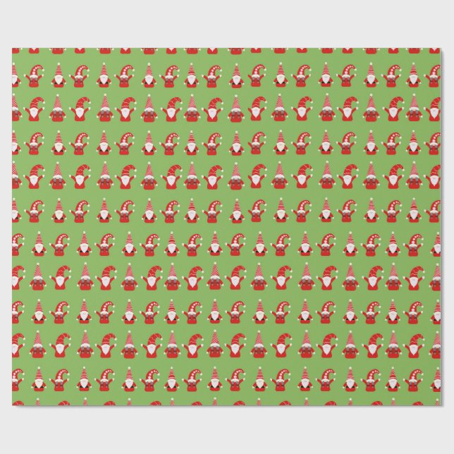 Christmas Gonk Green Wrapping Paper (Flat)