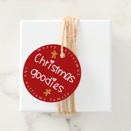 Christmas Goodies _ Cute Gingerbread Men Red  Favor Tags