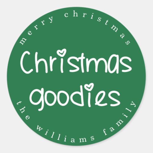 Christmas Goodies _ Personalized Green Classic Round Sticker