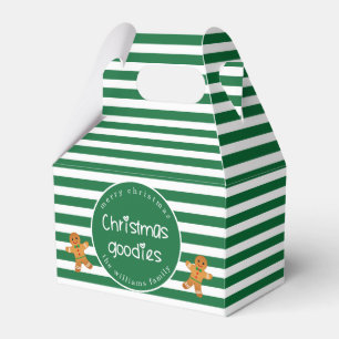 Christmas Goodies - Personalized Green Striped Favor Boxes