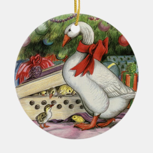 Christmas Goose Ceramic Ornament (Front)