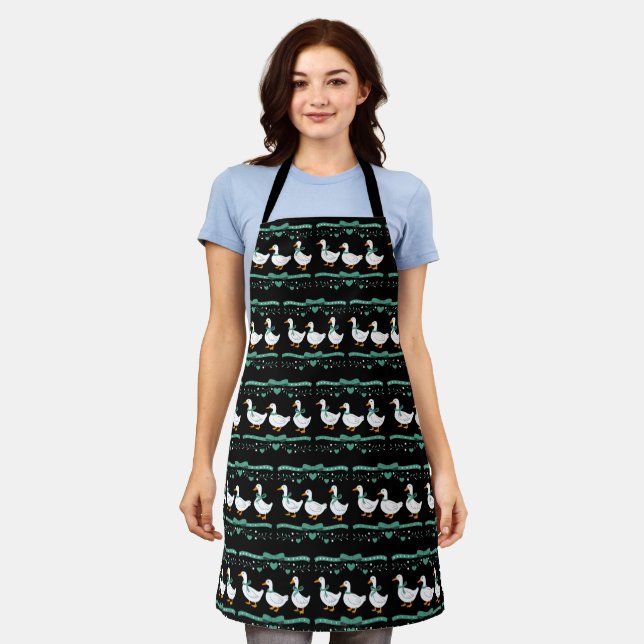 Christmas Goose Funny Goose Lover Xmas  Apron (Worn)