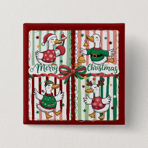 Christmas Goose Funny Holiday Animal Reindeer Duck Button