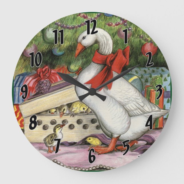 Christmas Goose Large Clock (Front)