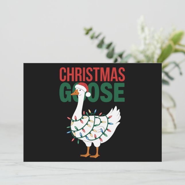 Christmas Goose Lights Cute Holiday  Card (Standing Front)