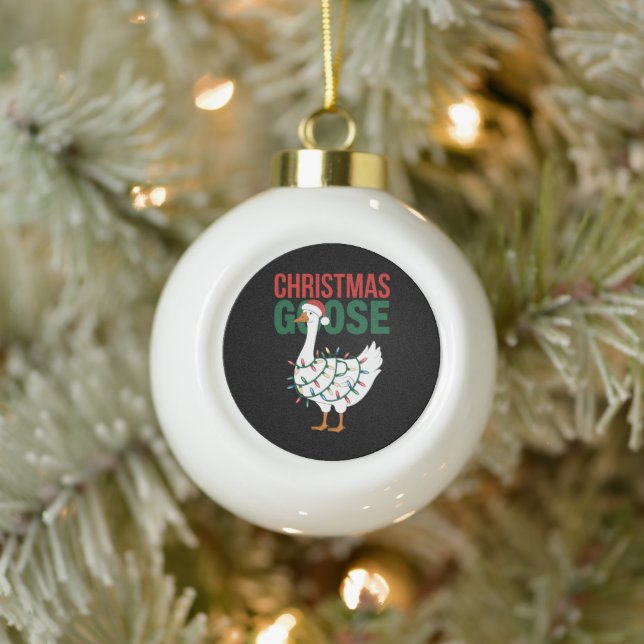 Christmas Goose Lights Cute Holiday  Ceramic Ball Christmas Ornament (Tree)
