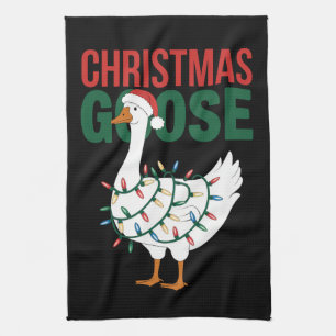 Christmas Goose Lights Cute Holiday Kitchen Towel